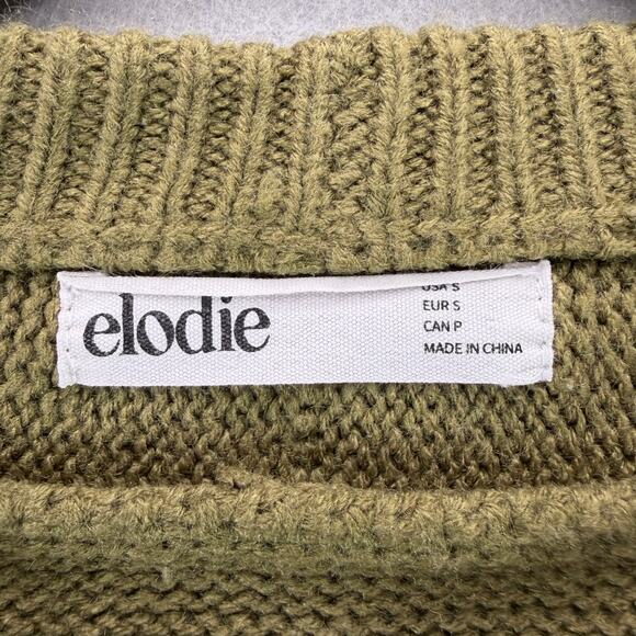 Elodie Women’s Olive Green Ribbed Crew Neck Long Sleeve Knit Sweater Size S - Picture 6 of 9